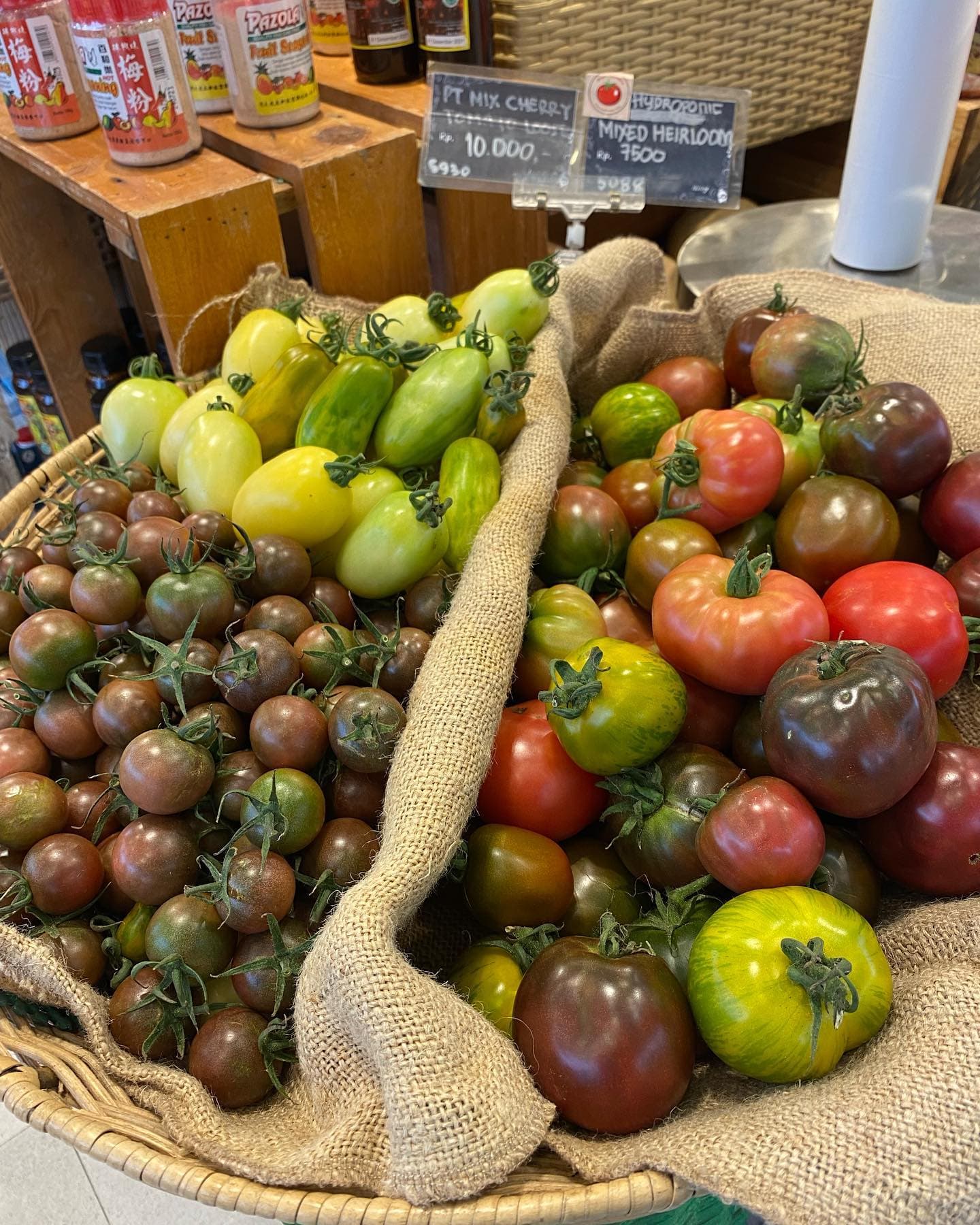 A harvest of freshly picked heirloom tomatoes